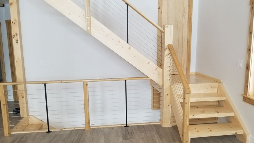 Modern stairs with cable railing
