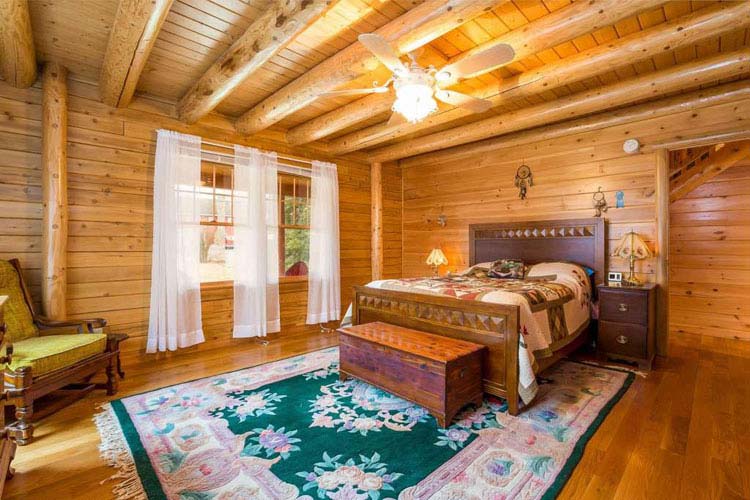 Coopersburg Master Bedroom with round beams