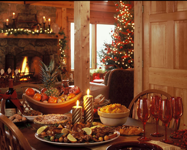 Georgetown log home during the holidays
