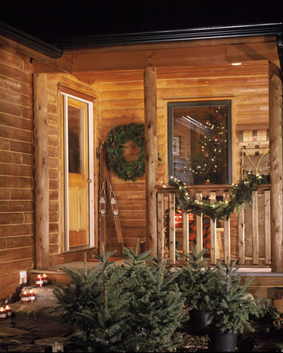 Georgetown log home front entry porch