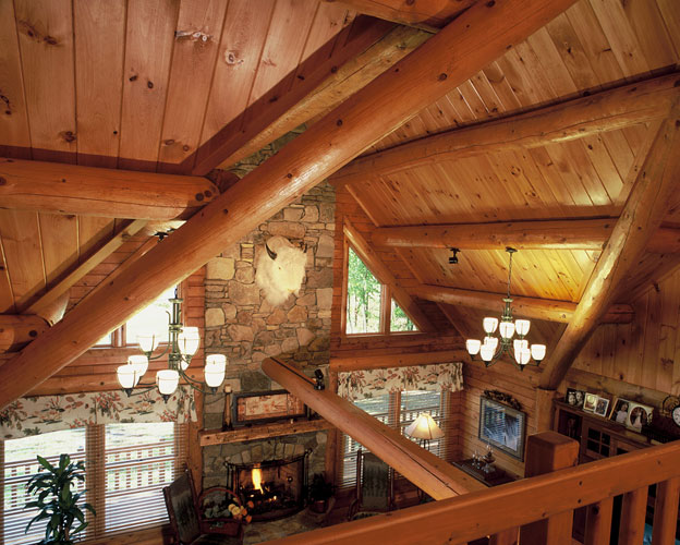 Purlin section of Indy log home