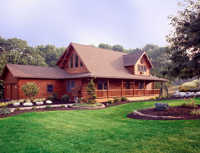 Coopersburg Log Home Exterior with garage