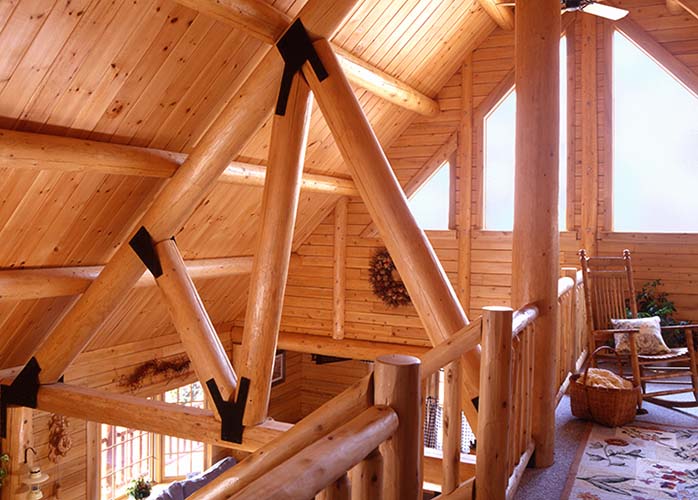 Coopersburg Log Home Loft with log truss