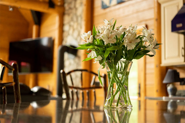 Vase of flowers on the Dining Room table