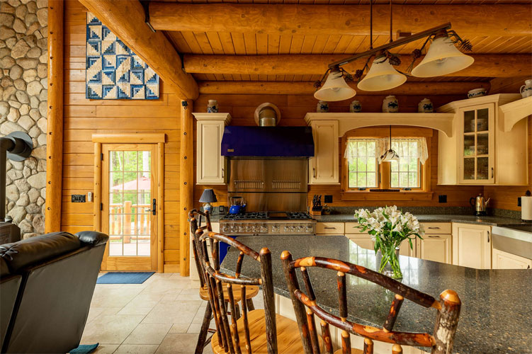 View of Kitchen in Ward Log Home