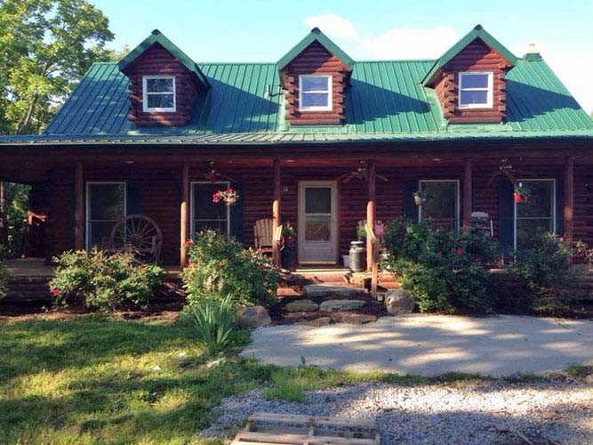 Charleston Log Home exterior with three dormers