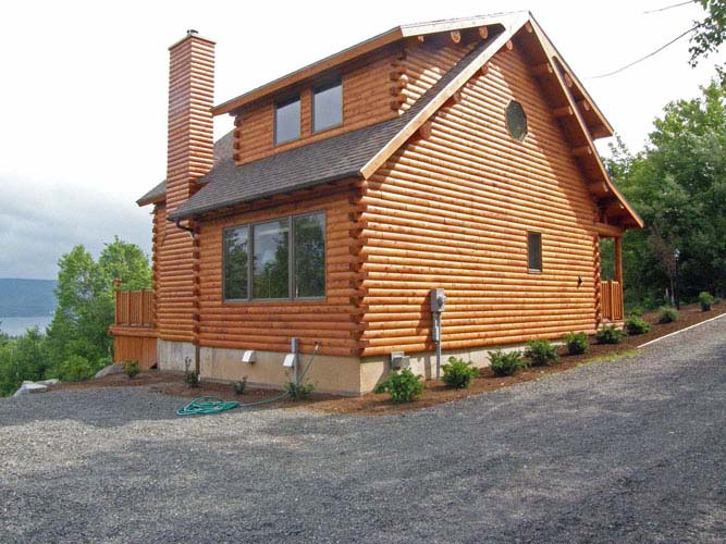 Log Home Exterior on lake