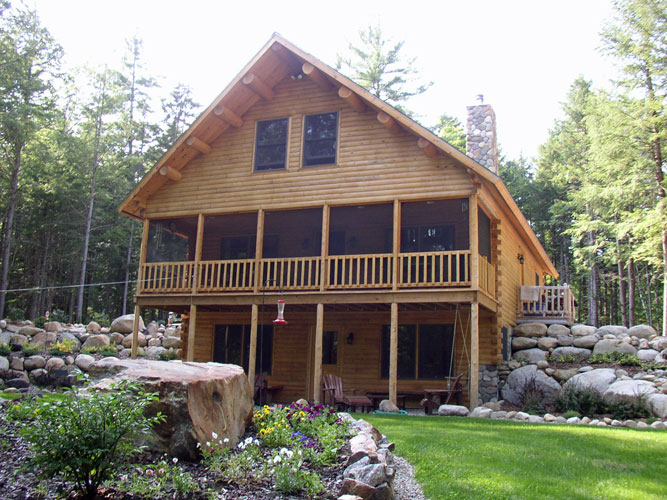 Easton Log Home with covered porch