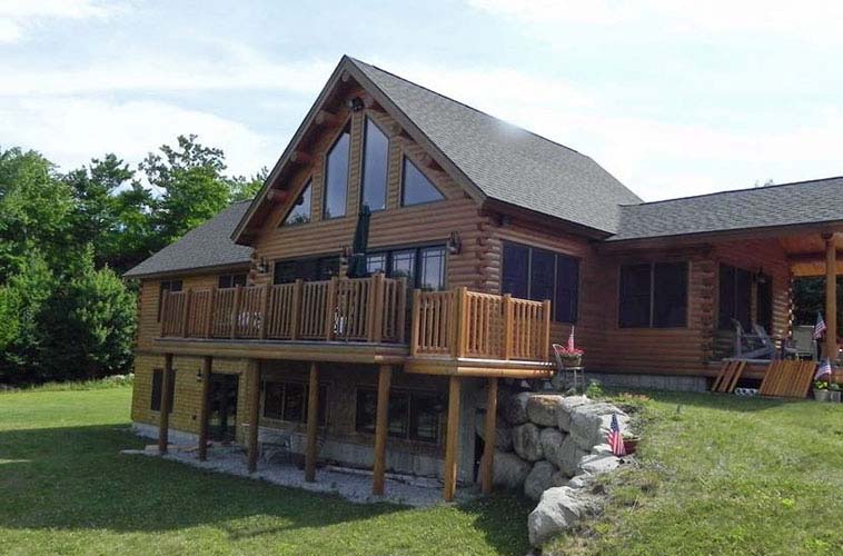 Madison Log Home Exterior with walkout basement