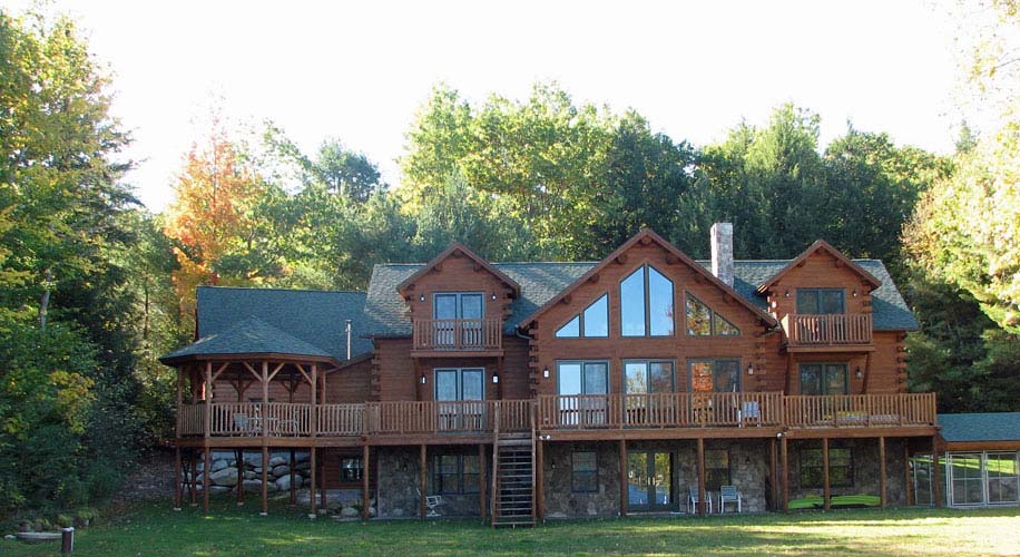 Log home exterior with gazebo