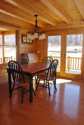 Hybrid Dining Room with exposed beams