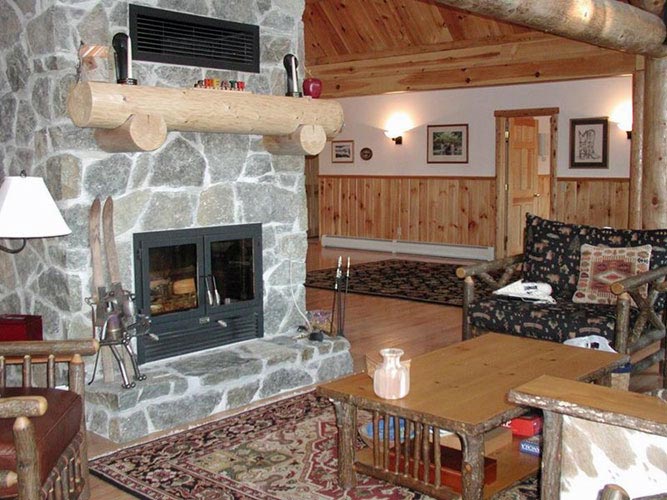 Log Home Hybrid with large fireplace