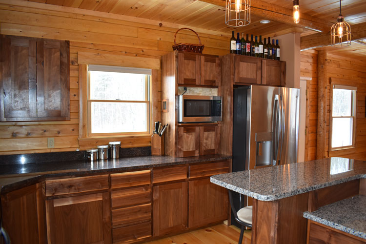 Log Home Kitchen sink area