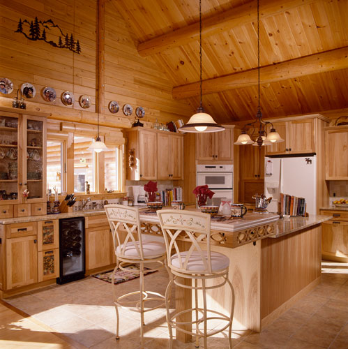 Sebego Lake Log Home Kitchen