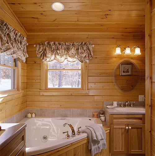 Sebago Lake Log Home Master Bath