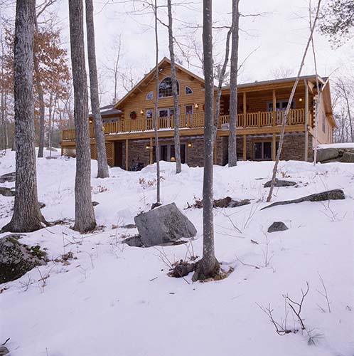 Sebago Lake Log Home Exterior Back