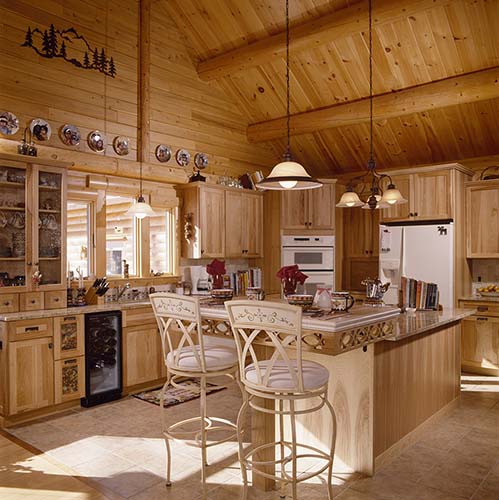 Sebago Lake Log Home Kitchen