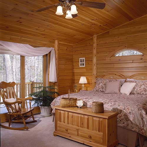 Sebago Lake Log Home Master Bedroom