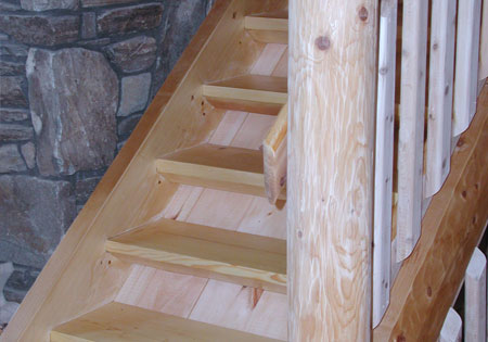 Ward Cedar Log Homes stair components 